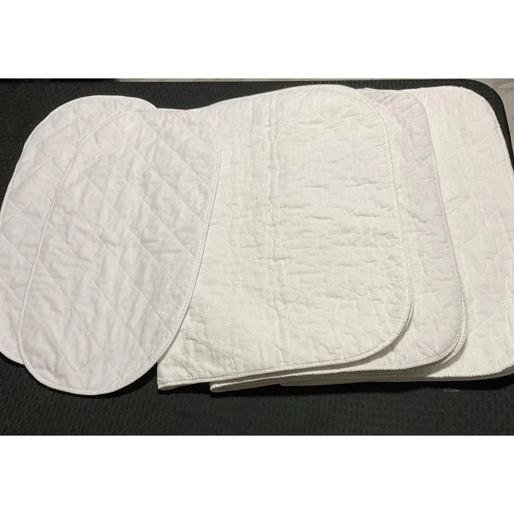 Quilted Waterproof Crib Mattress Pad White Cotton Blend With Oval 5pc Liners Set